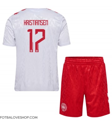 Dánsko Victor Kristiansen #17 Dětské Venkovní Dres ME 2024 Krátký Rukáv (+ trenýrky)